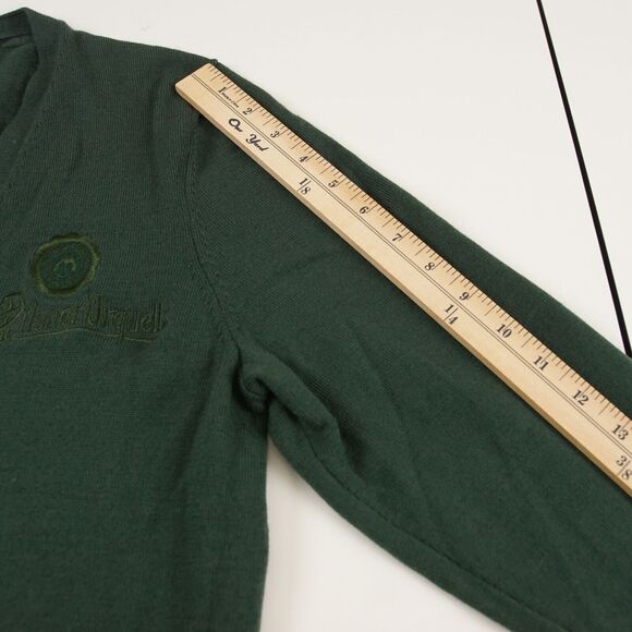 Pilsner Urquell 100% Wool Green Elbow Patch Cardigan Sweater Unisex Sz M - Picture 13 of 13